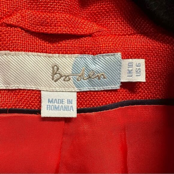 Boden Bright Orange 100% Viscose Blazer Women's Size 6 - Picture 6 of 9
